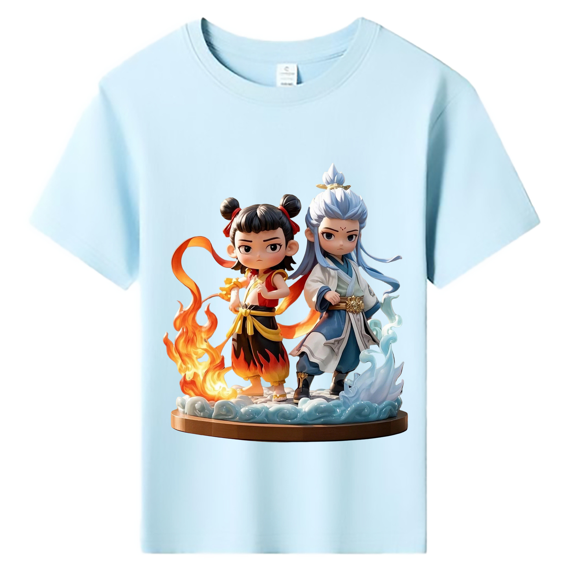 （画像用） Ne Zha 2 ナタ 魔童の大暴れ 綿100％キッズTシャツ（フロントプリント）